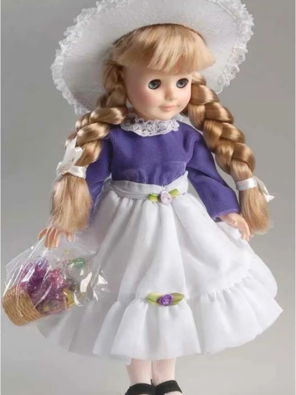 NEW Vintage Royal Collectible Doll - Month April -Purple Satin Dress w/Lace Ha